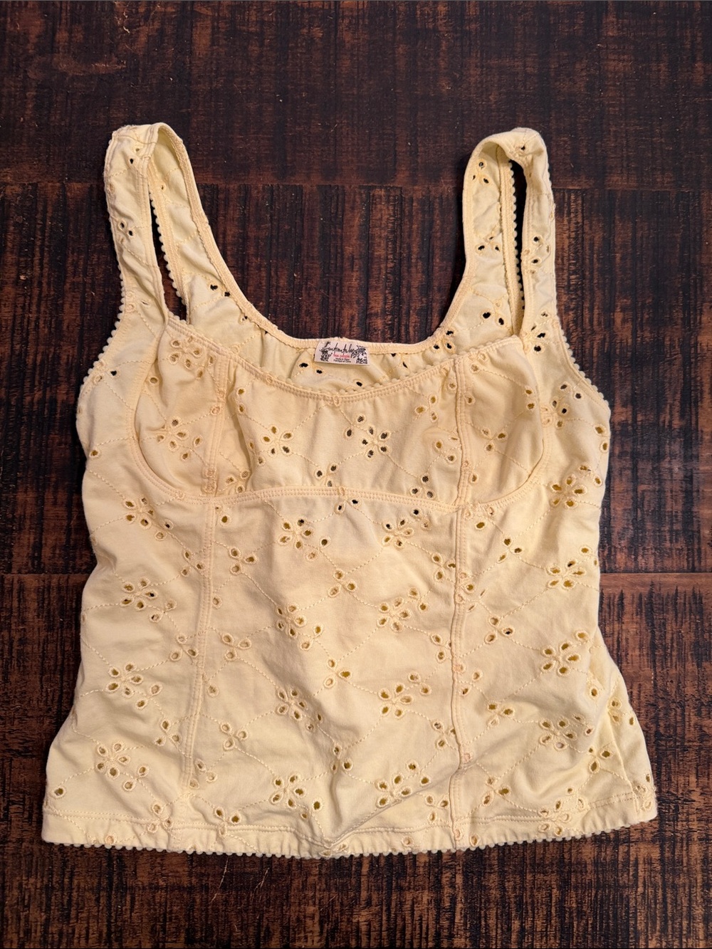 Free People Cream Eyelet Camisole Tank